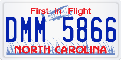 NC license plate DMM5866