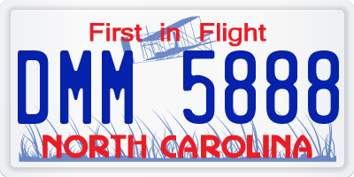 NC license plate DMM5888