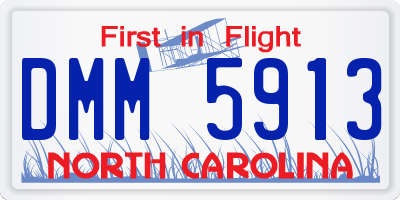 NC license plate DMM5913