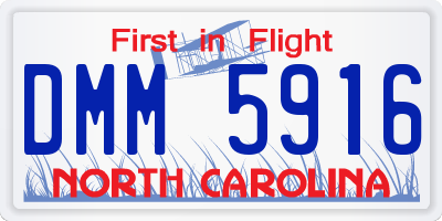 NC license plate DMM5916