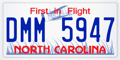 NC license plate DMM5947