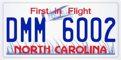 NC license plate DMM6002