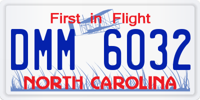 NC license plate DMM6032