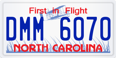 NC license plate DMM6070