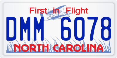 NC license plate DMM6078