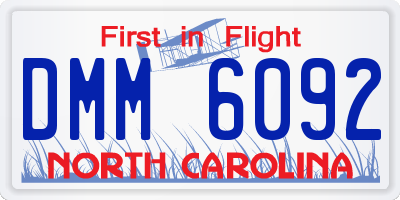 NC license plate DMM6092