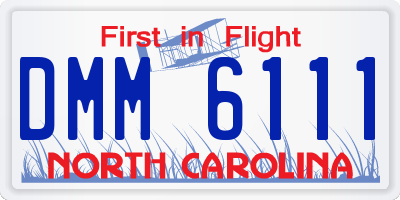 NC license plate DMM6111