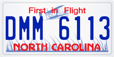 NC license plate DMM6113
