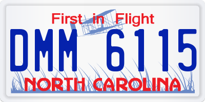 NC license plate DMM6115