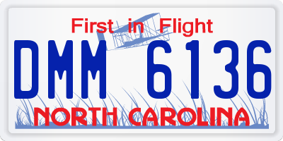 NC license plate DMM6136