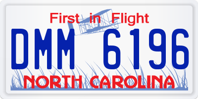 NC license plate DMM6196