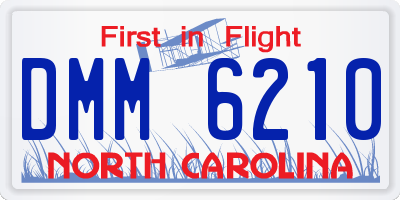 NC license plate DMM6210