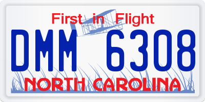 NC license plate DMM6308