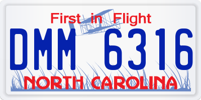 NC license plate DMM6316