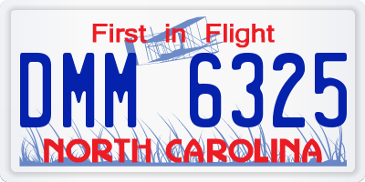 NC license plate DMM6325