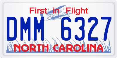 NC license plate DMM6327