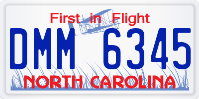 NC license plate DMM6345