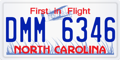 NC license plate DMM6346