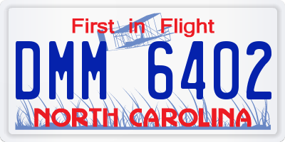 NC license plate DMM6402