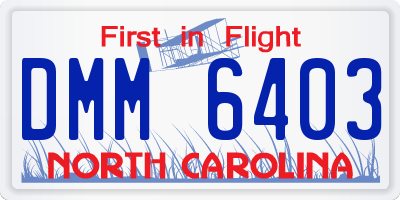 NC license plate DMM6403