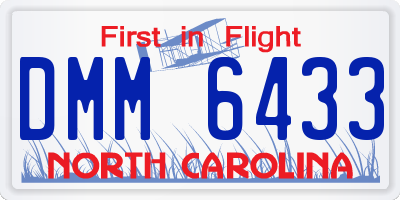 NC license plate DMM6433