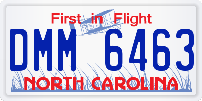 NC license plate DMM6463