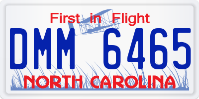 NC license plate DMM6465