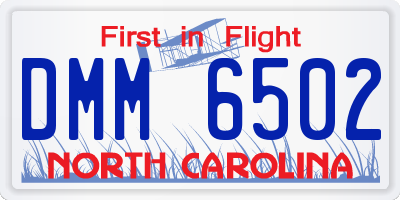 NC license plate DMM6502