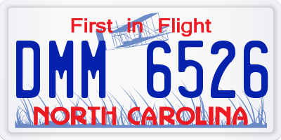 NC license plate DMM6526