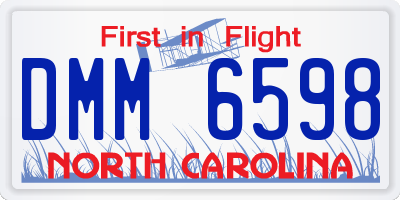 NC license plate DMM6598