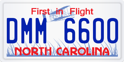 NC license plate DMM6600