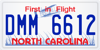 NC license plate DMM6612