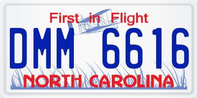 NC license plate DMM6616