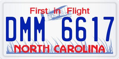 NC license plate DMM6617