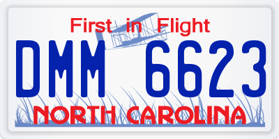 NC license plate DMM6623