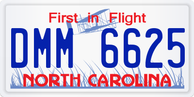 NC license plate DMM6625