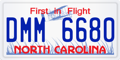 NC license plate DMM6680