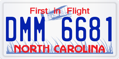 NC license plate DMM6681