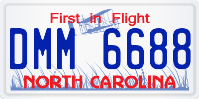 NC license plate DMM6688