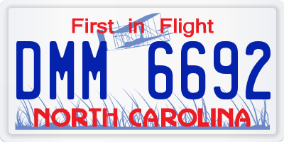 NC license plate DMM6692