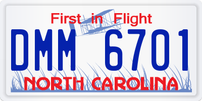 NC license plate DMM6701