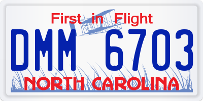 NC license plate DMM6703