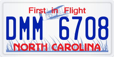 NC license plate DMM6708