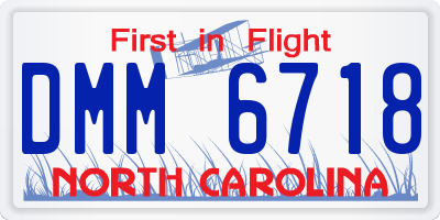 NC license plate DMM6718