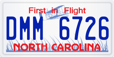 NC license plate DMM6726