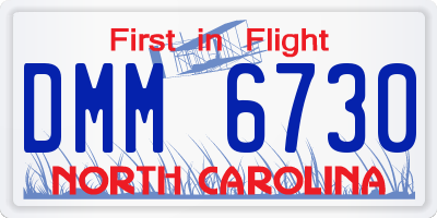 NC license plate DMM6730