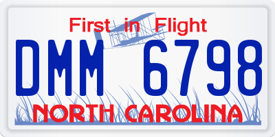 NC license plate DMM6798