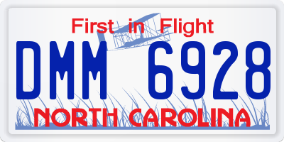 NC license plate DMM6928