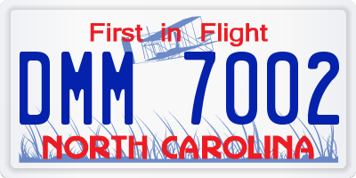 NC license plate DMM7002