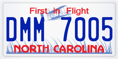 NC license plate DMM7005